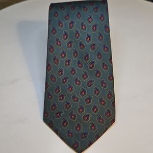 Vintage 80s Etro Teal Green and Red Paisley Men's Tie